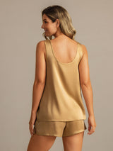 [Tan] SilkSilky  Sleeveless Women's Pajamas 002