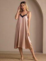 [Tuscany] SilkSilky  Spaghetti Strap V Neck Nightgown 005