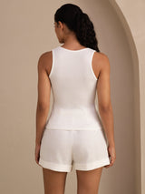 [White] SilkSilky  Sleeveless Deep V Neck Camisole Top 002
