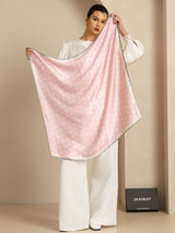 Pink 90x90cm Mulberry silk paw print square scarf with light trim