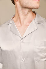 [Gray] SilkSilky  Long Sleeve Lapel Collar Men's Pajamas 006