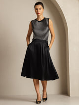 [Black Stripe] SilkSilky  Sleeveless Round Neck Camisole Top 007