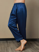 [Dark Blue] SilkSilky  Pure Silk Mens Sleep Bottoms 007,