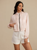 [Pink] SilkSilky  Long Sleeve Hooded Women's Outerwear 003