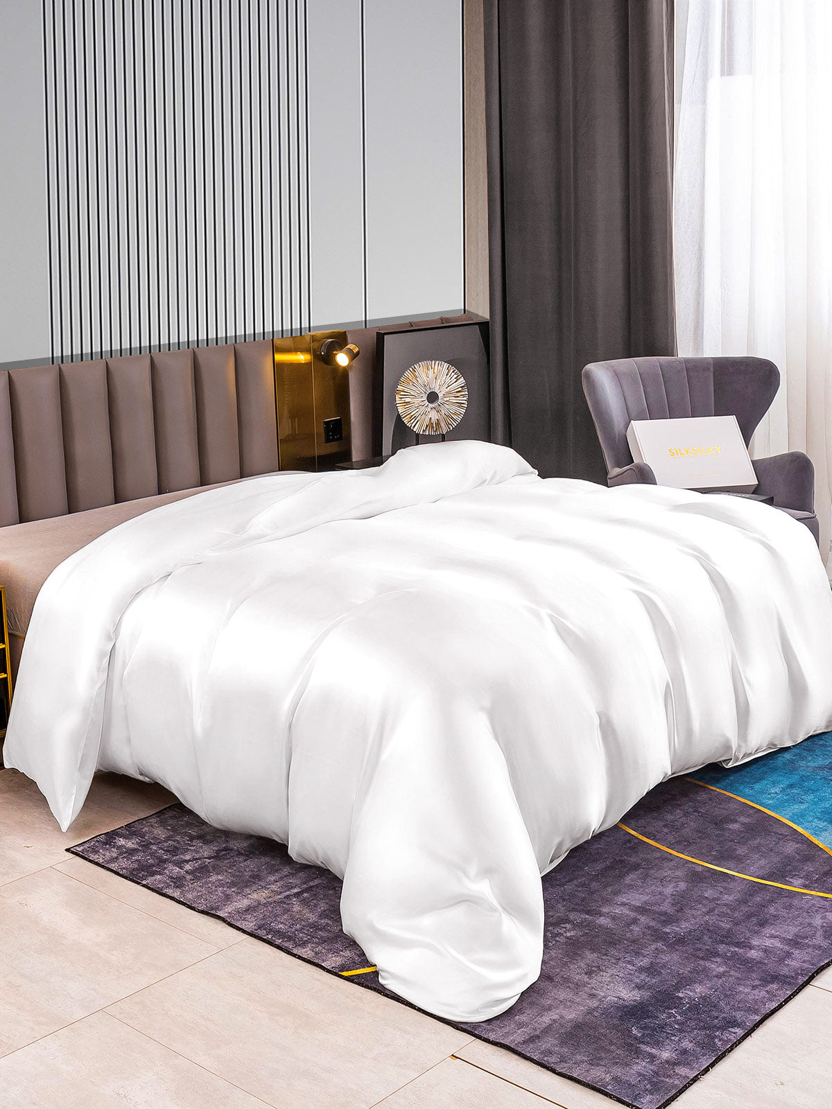 [White] SilkSilky  22Momme Duvet Covers 002