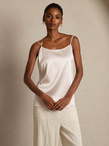 [Beige] SilkSilky  Spaghetti Strap Camisole Top 001