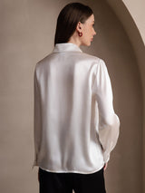 [White] SilkSilky  Long Sleeve Lapel Collar Women's Shirts 002