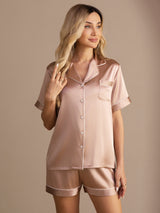 [Tuscany] SilkSilky  Short Sleeve Lapel Collar Women's Pajamas 003