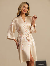 [Champagne] SilkSilky  3/4 Sleeve Women's Robe 004