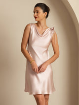 [Pink] SilkSilky Sleeveless Cowl Neck Dress 007