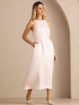 [Light Pink] SilkSilky  Sleeveless Crew Neck Dress 003