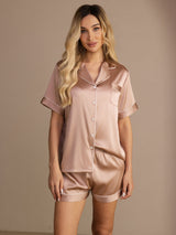 [Tuscany] SilkSilky  Short Sleeve Lapel Collar Women's Pajamas 001
