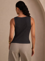 [Gray] SilkSilky  Sleeveless Round Neck Camisole Top 002
