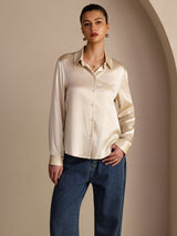 [Brown Rice] SilkSilky  Long Sleeve Lapel Collar Women's Shirts 004