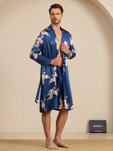 [Dark Blue] SilkSilky 19Momme Long Sleeve Mens Pajamas 004