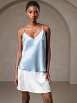 [Grayish Blue] SilkSilky  Spaghetti Strap V Neck Camisole Top 004