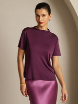 [Purple] SilkSilky  Short Sleeve Women's T-Shirt 005