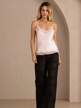 [Pink] SilkSilky  Spaghetti Strap V Neck Camisole Top 007