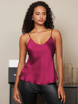 [Fuchsia] SilkSilky  Spaghetti Strap V Neck Camisole Top 004