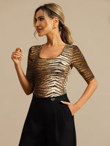 [Tiger] SilkSilky  Half Sleeve Women's T-Shirt 005