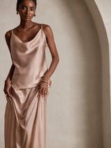[Tuscany] SilkSilky  Spaghetti Strap Cowl Neck Camisole Top 003
