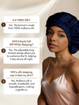 [Dark Blue] SilkSilky  Pure Silk Sleep Cap 007