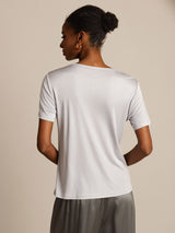 [Silver] SilkSilky  Short Sleeve Round Neck Women's T-Shirt 002