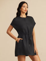 [Black] SilkSilky  Cap Sleeve Dress 001