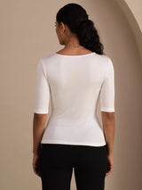 [White] SilkSilky  Half Sleeve Women's T-Shirt 002