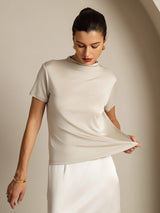 [Gray] SilkSilky  Short Sleeve Women's T-Shirt 003