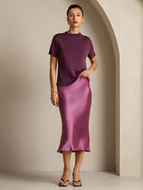 [Purple] SilkSilky  Short Sleeve Women's T-Shirt 007