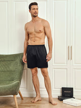[Black] SilkSilky  Men's Sleep Shorts 004