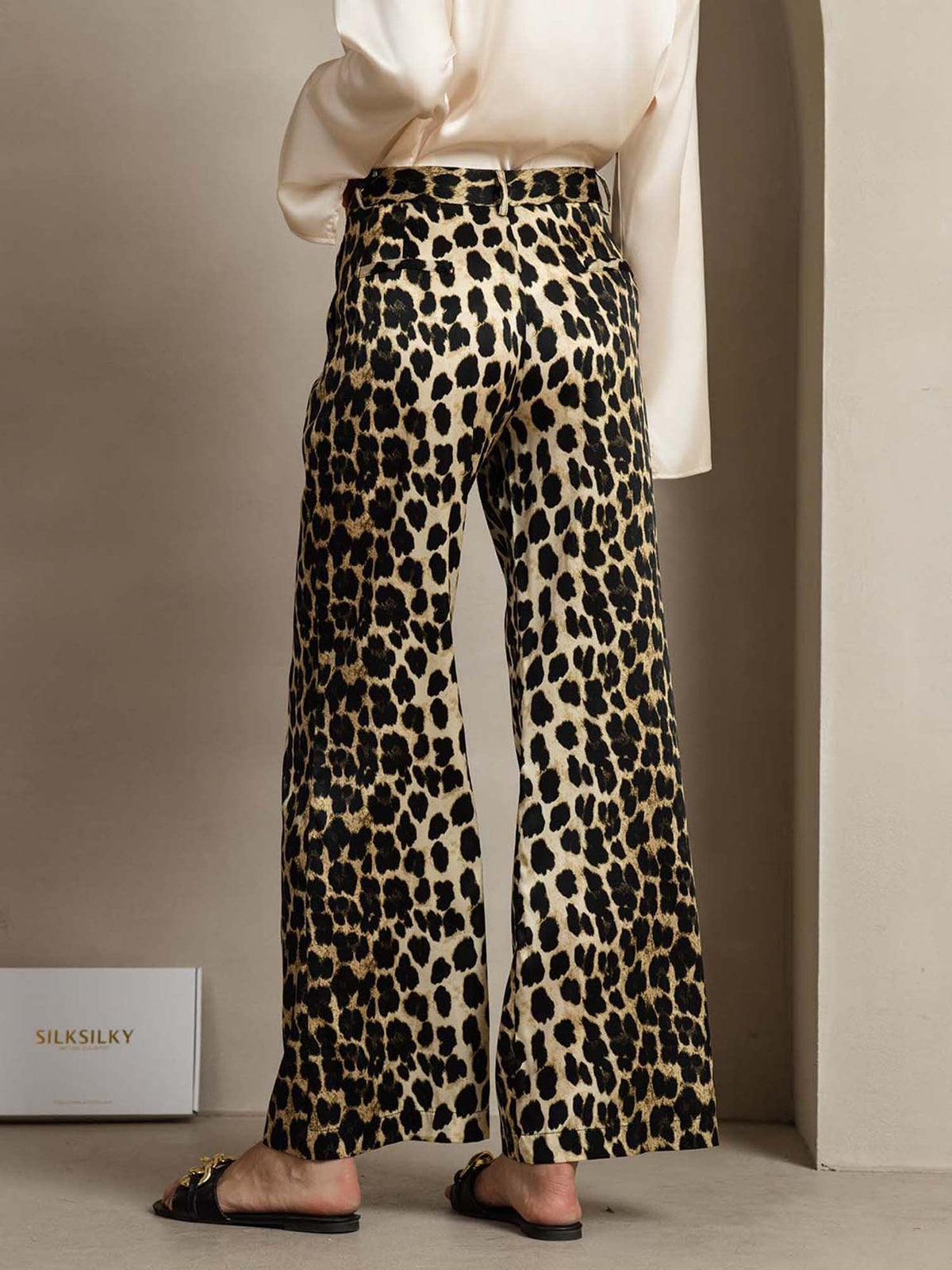 [Leopard] SilkSilky  19Momme Silk Womens Pants 002,