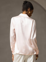 [Pink] SilkSilky  Long Sleeve Lapel Collar Women's Shirts 002