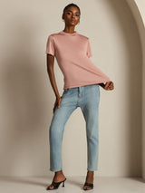 [Pink] SilkSilky  Short Sleeve Women's T-Shirt 004