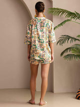 [Sand Crocodile] SilkSilky  Half Sleeve Lapel Collar Women's Pajamas 002