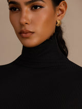 [Black] SilkSilky  Long Sleeve Turtle Neck Women's T-Shirt 006