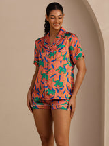 [Clay Elephant] SilkSilky  Short Sleeve Lapel Collar Women's Pajamas 004