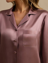 [Pale Mauve] SilkSilky  Long Sleeve Lapel Collar Women's Pajamas 005
