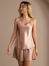 [Tuscany] SilkSilky  Spaghetti Strap V Neck Camisole Set 001