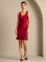 [Wine] SilkSilky  Sleeveless Scoop Neck Dress 003