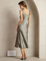 [Grayish Green] SilkSilky  Sleeveless Dress 002