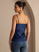 [Dark Blue] SilkSilky  Spaghetti Strap V Neck Camisole Top 002