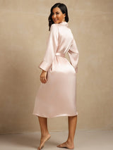 [Pink] SilkSilky  Long Sleeve Women's Robe 002