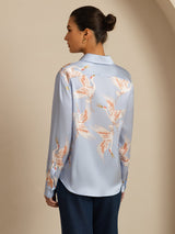 [Light Blue] SilkSilky  Long Sleeve Lapel Collar Women's Shirt 002