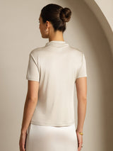 [Gray] SilkSilky  Short Sleeve Women's T-Shirt 002