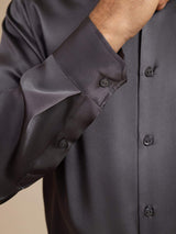 [Dark Gray] SilkSilky  Long Sleeve Lapel Collar Men's Shirt 004