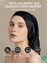 [Black] SilkSilky  Pure Silk Sleep Cap 002