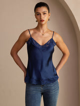[Dark Blue] SilkSilky  Spaghetti Strap V Neck Camisole Top 001