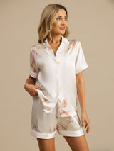 [White] SilkSilky  Short Sleeve Lapel Collar Women's Pajamas 003
